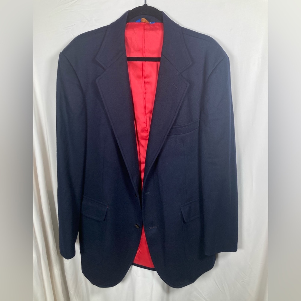 Pendleton Classic Black with Blue Undertone Blazer & Vibrant Red Lining Sz 42L - Picture 3 of 15